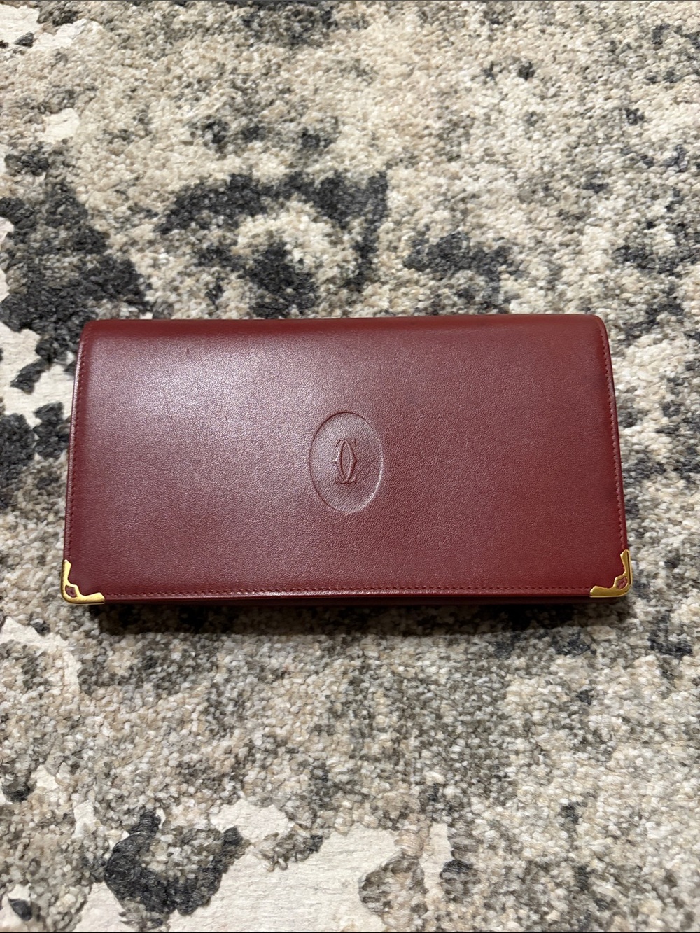 Cartier Bordeaux Leather Flap Clutch Pochette Envelope